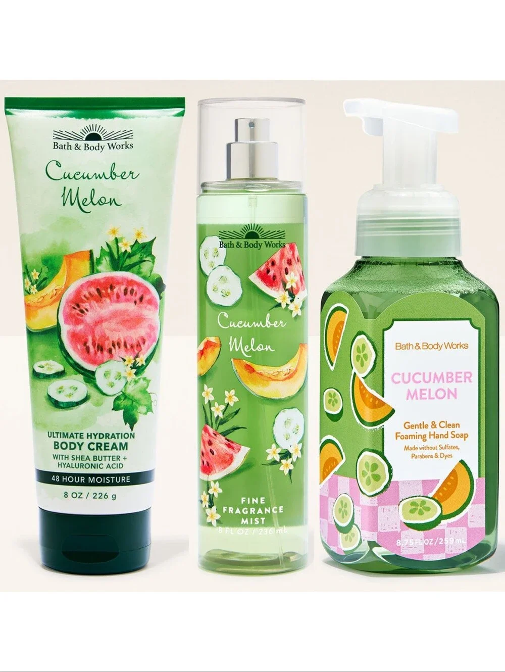 Bath & Body Works Cucumber Melon 3 Piece Body Care Set NEW RARE